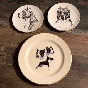Set of 3 Am Staff/Pit Bull Terrier Ceramic Plates